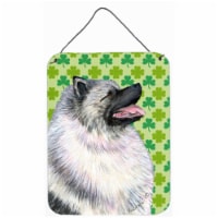 Keeshond St. Patricks Day Shamrock Portrait Aluminium Metal Wall Or Door Hanging Prints - 12