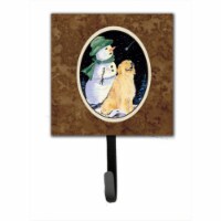 4.25 x 6 in. Golden Retriever with Snowman in Green Hat Leash Or Key Hook
