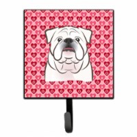 White English Bulldog Hearts Leash or Key Holder