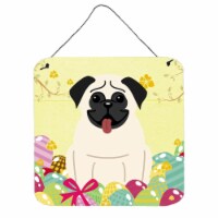 Easter Eggs Pug Cream Wall or Door Hanging Prints