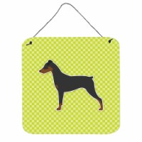 German Pinscher Checkerboard Green Wall or Door Hanging Prints