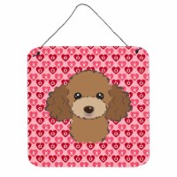 Chocolate Brown Poodle Hearts Wall or Door Hanging Prints