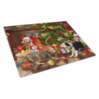 Holiday A Little Christmas Fun Yellow Lab Glass Cutting Board - Large