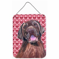12 x 16 in. Labrador Chocolate Hearts Love And Valentines Day Aluminum Metal Wall & Door Hang
