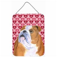 Bulldog English Hearts Love Valentines Day Wall Door Hanging Prints - 12 x 16 in.