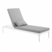 Perspective Cushion Outdoor Patio Chaise Lounge Chair, White Gray