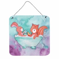 Rabbit & Squirrel Bathing Watercolor Wall or Door Hanging Prints