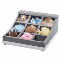 Ashwood 9 Compartment Gray Oak Wood Condiment Organizer - 13 x 13.5 x 6.125 in.