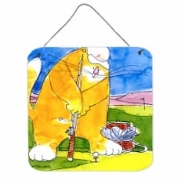 Big Cat Golfing With A Fishing Pole Aluminium Metal Wall or Door Hanging Prints