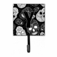 Letter Y Day Of The Dead Skulls Black Leash & Key Holder
