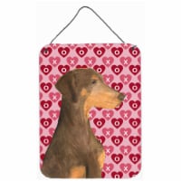 Doberman Hearts Love and Valentines Day Portrait Aluminium Metal Wall Or Door Hanging Prints