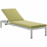 Shore Outdoor Patio Aluminum Chaise with Cushions, Silver Peridot