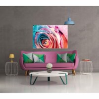 Rosalia Wrapped Canvas Wall Art Print - Blue, Orange & Pink - 31.5 x 47 x .875 in.