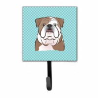 Checkerboard Blue English Bulldog Leash & Key Holder