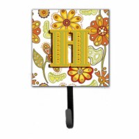 Letter H Floral Mustard And Green Leash & Key Holder