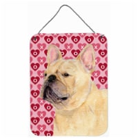 French Bulldog Hearts Love and Valentines Day Aluminium Metal Wall Or Door Hanging Prints - 1