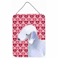 Bedlington Terrier Hearts Love and Valentines Day Aluminium Metal Wall Or Door Hanging Prints