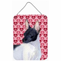 Rat Terrier Hearts Love and Valentines Day Aluminium Metal Wall Or Door Hanging Prints - 12 x