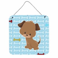 Puppy on Blue Bones Wall or Door Hanging Prints