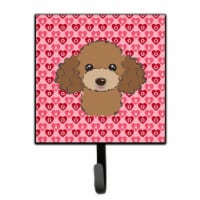 Chocolate Brown Poodle Hearts Leash or Key Holder