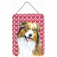 12 x 16 in. Australian Shepherd Hearts Love And Valentines Day Aluminum Metal Wall & Door Han