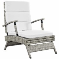Envisage Chaise Outdoor Patio Wicker Rattan Lounge Chair, Light Gray White