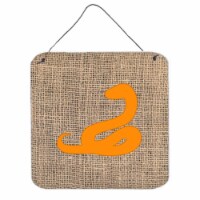 6 x 6 in. Snake Burlap and Orange Aluminium Metal Wall Or Door Hanging Prints