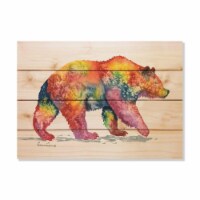 20 x 14 in. Bartholets Rainbow Grizzly Wood Art