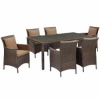 Conduit Outdoor Patio Wicker Rattan Dining Set, Brown Mocha - 7 Piece