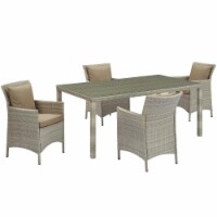 Conduit Outdoor Patio Wicker Rattan Dining Set, Light Gray Mocha - 5 Piece
