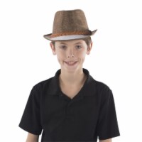 Brown Fedora Hat with White Brim