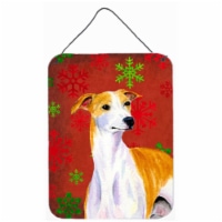 12 x 16 in. Whippet Red & Green Snowflakes Holiday Christmas Aluminum Metal Wall & Door Hangi