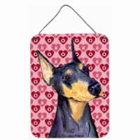 Doberman Hearts Love and Valentines Day Portrait Aluminium Metal Wall Or Door Hanging Prints
