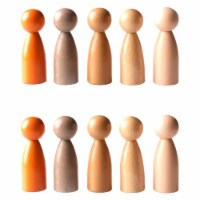 Peg People of The World, 5 Different Skin-Like Tones - Set of 10