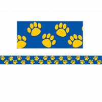 Blue with Gold Paw Prints Border Trim - Pack of 6
