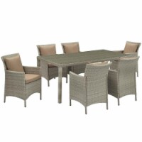Conduit Outdoor Patio Wicker Rattan Dining Set, Light Gray Mocha - 7 Piece
