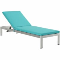 Shore Outdoor Patio Aluminum Chaise with Cushions, Silver Turquoise