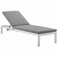 Shore Outdoor Patio Aluminum Chaise with Cushions, Silver Gray