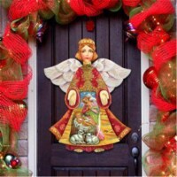 8154109 Mary & Joseph Angel Wooden Ornament