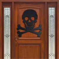 Halloween Skull &amp; Cross Bones Wooden Decor