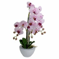 21 in. Artificial Orchid Plant in a Pot, Pink & White