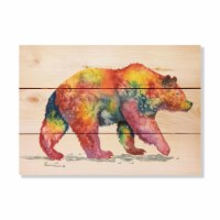 15 x 11 in. Bartholets Rainbow Grizzly Wood Art