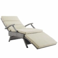 Envisage Chaise Outdoor Patio Wicker Rattan Lounge Chair, Light Gray Beige