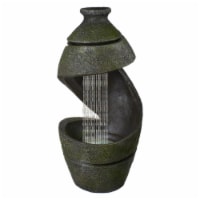 31 in. Mossy Outdoor Garden Water Fountain, Green & Gray