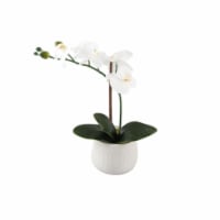 12 in. Real-Touch Orchid Mayan Ceramic Po-E Planter, White