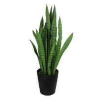 35 in. Two Tone Artificial Indoor Potted Snake Plant, Green