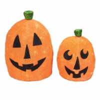 Lighted Sisal Pumpkins Outdoor Halloween Decorations&#44; Orange - Set of 2
