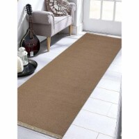 2 ft. 6 in. x 12 ft. Handmade Solid Hand Woven Flat Weave Kilim Wool Runner Rug, Cream