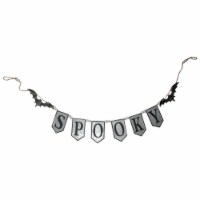 82.25 in. Metal Spooky Halloween Bat Banner&#44; Gray & Black