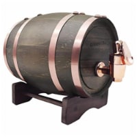 Wood Barrel Liquor Dispenser, Walnut & Copper